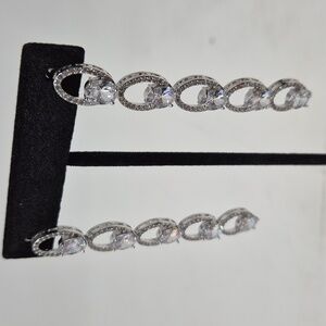 Source Unknown Silver and Crystal Dangle Earrings